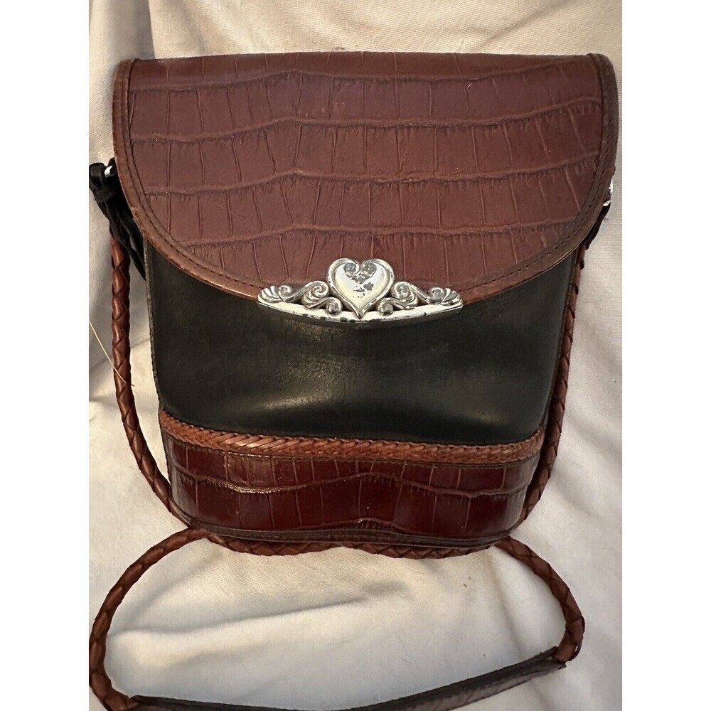 Vintage 1996 Melanie Bucket Shoulder Bag Brighton Long Strap Croc Leather